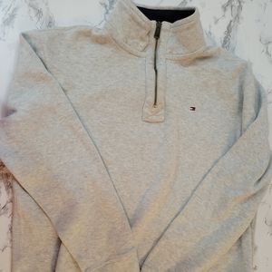 Tommy Hilfiger Mens Pullover Quarter Zip Grey Sweater XL